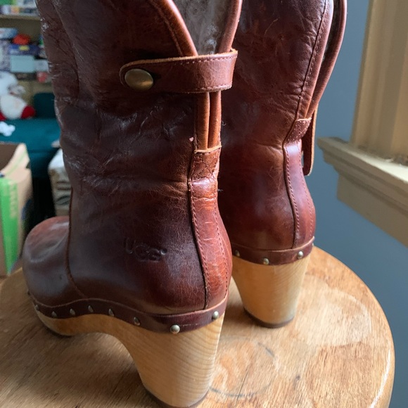 Unique platform mod-calf UGG size 5 1/2 100% leather, faux fur interior. - Picture 3 of 3